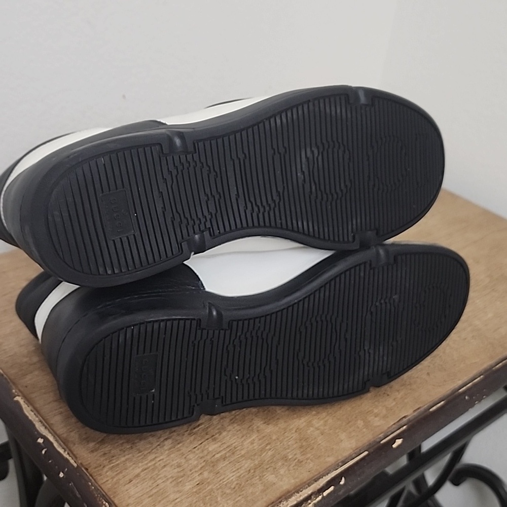 GUCCI Men's Black and White Leather GG Interlocking Logo High Top Sneakers Sz11 - Picture 10 of 14